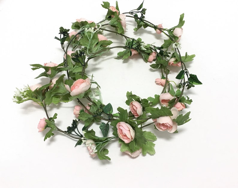 Silk Flowers Millinery Hair Accessories DIY Wedding 6 Ft Mini Pink Artificial Ranunculus Flower GARLAND- Wedding Arbor Flower Crown