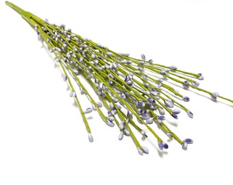 May include: A bunch of artificial lavender sprigs with green stems and purple flower buds.