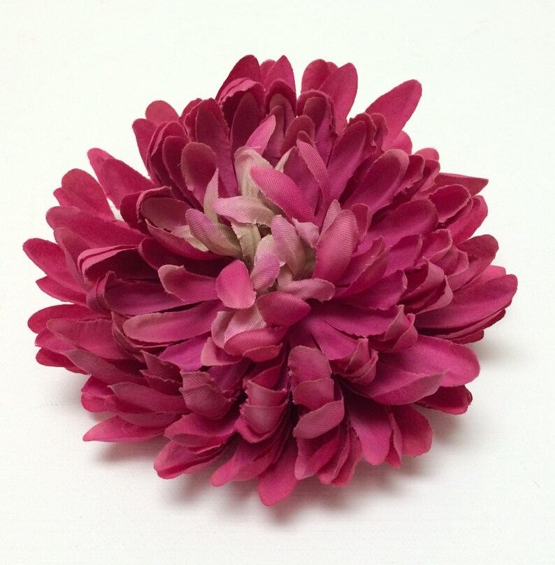 Silk Flowers One Jumbo PINK Mum on a CLIP 5.5 Inches Artificial Flowers image 5