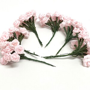 72 Tiny Pink Ribbon Roses - Artificial Flowers, wedding, Flower Crown, Millinery, Hair Accessories, Scrapbooking image 4
