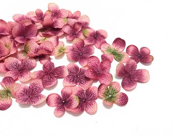 40 Mauve Artificial Hydrangea Blossoms - Artificial Flower Petals, Silk Flowers, DIY Wedding, Flower Crown, Hair Accessories, Scrapbooking