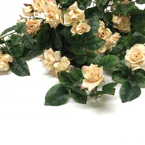 Ivory BLUSH Miniature Artificial Rose BUSH-Artificial Flowers, Silk Flowers, Rose Leaves, Hair Accessory, Flower Crown, Wedding, Arrangement