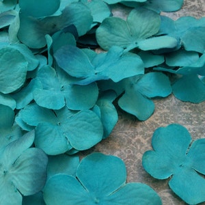 TURQUOISE Hydrangea Blossoms 50 Pcs Artificial Flowers, Silk Flowers, Flower Crown, Millinery, Scrapbooking, Wedding image 3