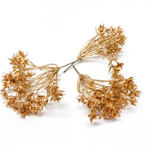 GOLD Metallic Wild Baby&#39;s Breath Clusters-Artificial Flowers, Gypsophila, Greenery, Filler, Flower Crown, Hair Accessories, Wedding, Bouquet