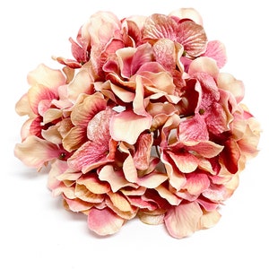 Mauve Pink Beige Artificial Hydrangea Head - Artificial Flowers, Silk Flowers, DIY, Flower Crown, Wreath, Wedding, Topiary, Hair Accessories