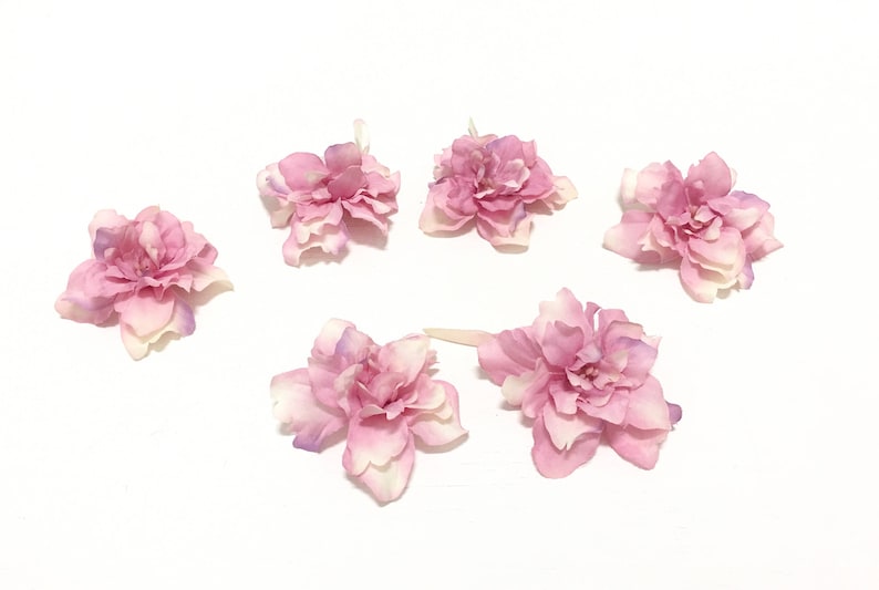 6 PINK Artificial Delphinium Blossoms - ALMOST 2.75 Inches - Art 6 PINK Artificial Delphinium Blossoms - ALMOST 2.75 Inches - Art