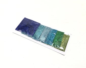 Superfine Craft Glitter - 6 Count Package in Shades of Blue and Green, Craft Glitter, Glitter, BEACH COLORS, Wedding, Scrapbooking, Cards