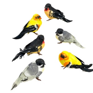 6 dekorative künstliche Vögel auf Clips verschiedene Farben, Home Decor, Weihnachtsdekoration, Ornament, Hochzeit, Kranz, Vogelnest, DIY Bild 2