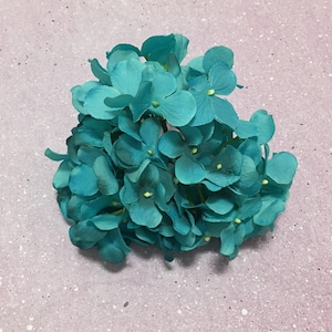 TURQUOISE Artificial Hydrangea Head Artificial Flowers, Silk Flowers, Flower Crown, Hair Accessory, Wedding Flowers, Millinery, Scrapbook image 1