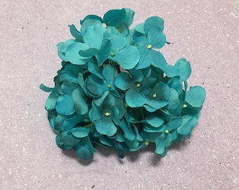 TURQUOISE Artificial Hydrangea Head- Artificial Flowers, Silk Flowers, Flower Crown, Hair Accessory, Wedding Flowers, Millinery, Scrapbook