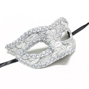 Masquerade Mask - SILVER LACE Half Mask - Costume Party Mask, Masquerade Ball, Halloween Mask