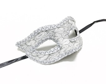 Masquerade Mask - SILVER LACE Half Mask - Costume Party Mask, Masquerade Ball, Halloween Mask