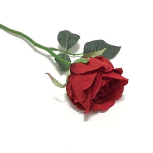 1 rosa roja grande con tallo: flor artificial, sombrero, flor de seda, boda, sombreros, accesorios para el cabello, ramo, ramillete, arreglo floral