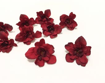 10 Red Artificial Delphinium Blossoms - SMALLER SIZE - Artificial Flowers, Silk Flowers, Flower Crown, DIY Wedding, Hair Accessories, Tutu