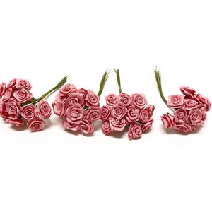 48 Tiny Mauve Ribbon Roses - Artificial Flowers, Wedding, DIY, Flower Crown, Millinery, Hair Accessories, ScrapbookingCorsage, Silk Flowers