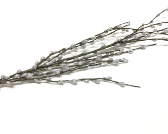 SILVER Glitter Pip Berry Spray - Artificial Flowers, Berry Spray, Flower Crown, DIY Wedding, Hair Accessories, Millinery, Silk Flowers