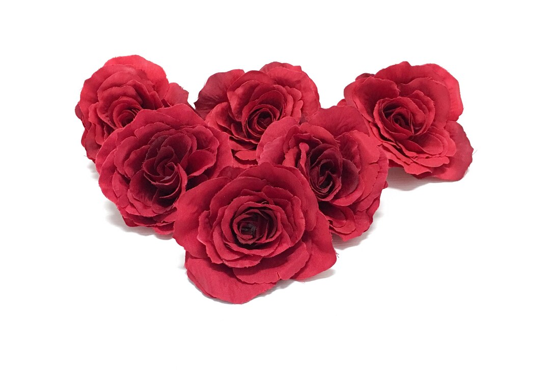 6 Blooming Red Roses Silk Flowers, Artificial Flowers, Flower Crown