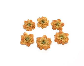 6 AMBER Artificial Delphinium Blossoms - Artificial Flowers, Wedding Flowers, Silk Flowers, Flower Crown, Flower Letters, Hair Accessories