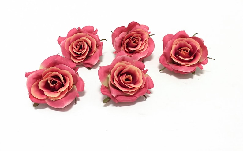 Corsage Artificial Flowers Tutu Wedding Flower Crown Hair Accessories Millinery Wreath 5 CORAL Orange Artificial Roses- Silk Flowers