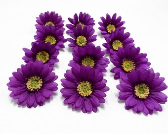 12 Artificial Purple Daisies - Artificial Flowers, Silk Flowers, Flower Crown, Hair Accessories, Wreath, Tutu, Daisy Chain, Halo, Wedding