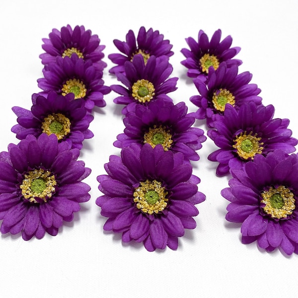 12 Artificial Purple Daisies - Artificial Flowers, Silk Flowers, Flower Crown, Hair Accessories, Wreath, Tutu, Daisy Chain, Halo, Wedding