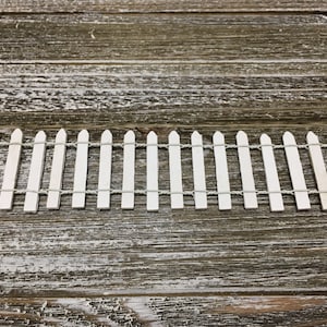 Miniature WHITE Wooden Picket Fence 17 x 2 Inches - for Fairy Gardens, Doll Houses