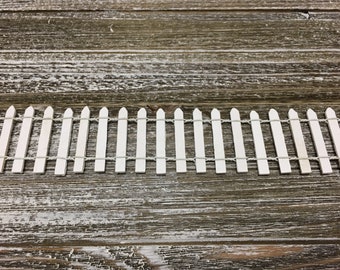 Miniature WHITE Wooden Picket Fence 17 x 2 Inches - for Fairy Gardens, Doll Houses