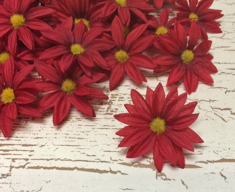 Artificial Flowers 30 Artificial RED Daisies Flower Crown, Hair Accessories image 5