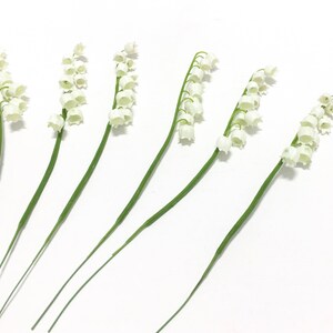 6 Plastic Lily of the Valley Flower Stems Artificial Flowers, Greenery, Filler, Wedding Flowers, Millinery, Hair Accessories, Tutu, Hat image 2