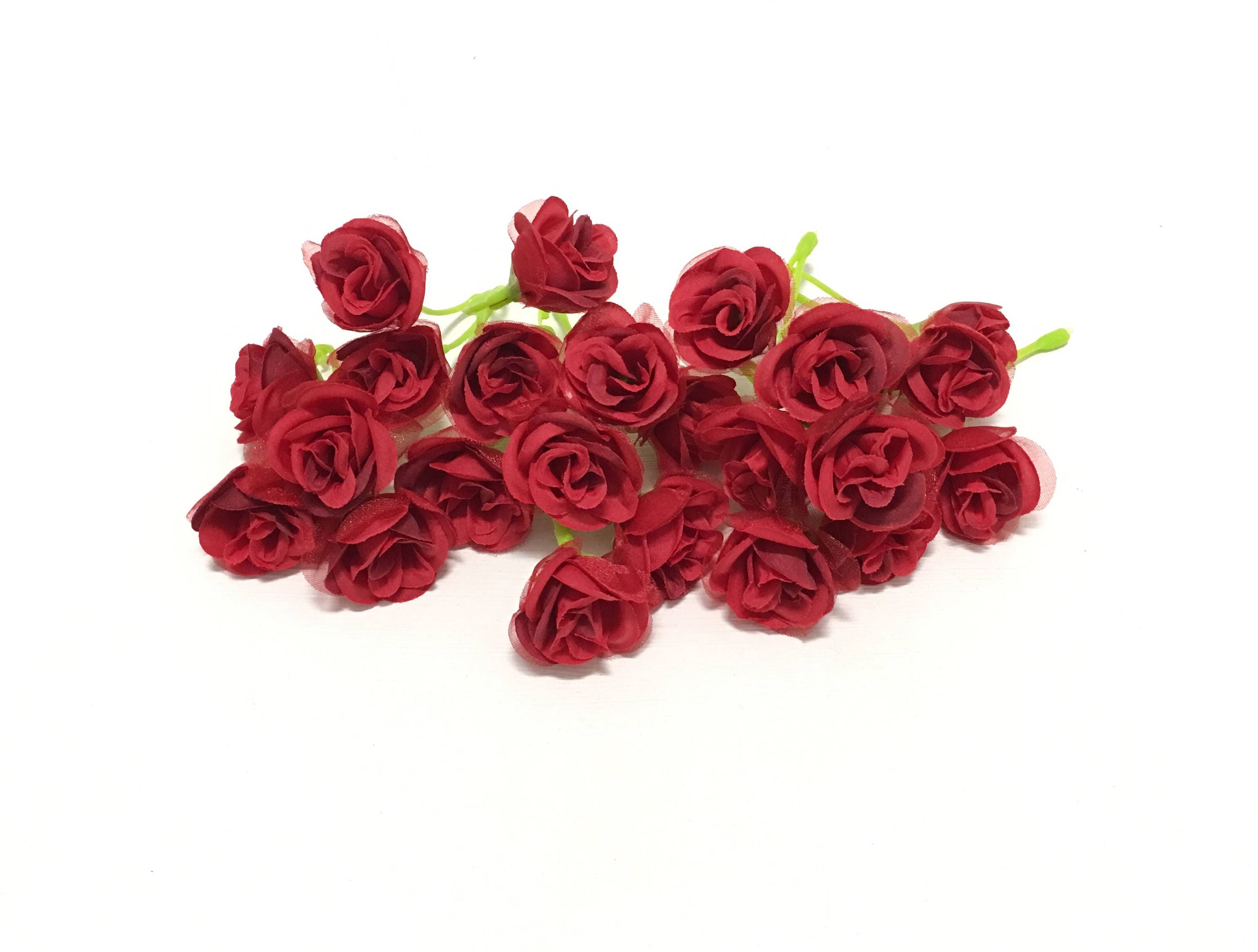 24 RED Artificial Sweetheart Roses MINIATURE Roses Silk Etsy