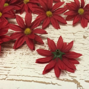 Artificial Flowers 30 Artificial RED Daisies Flower Crown, Hair Accessories image 4