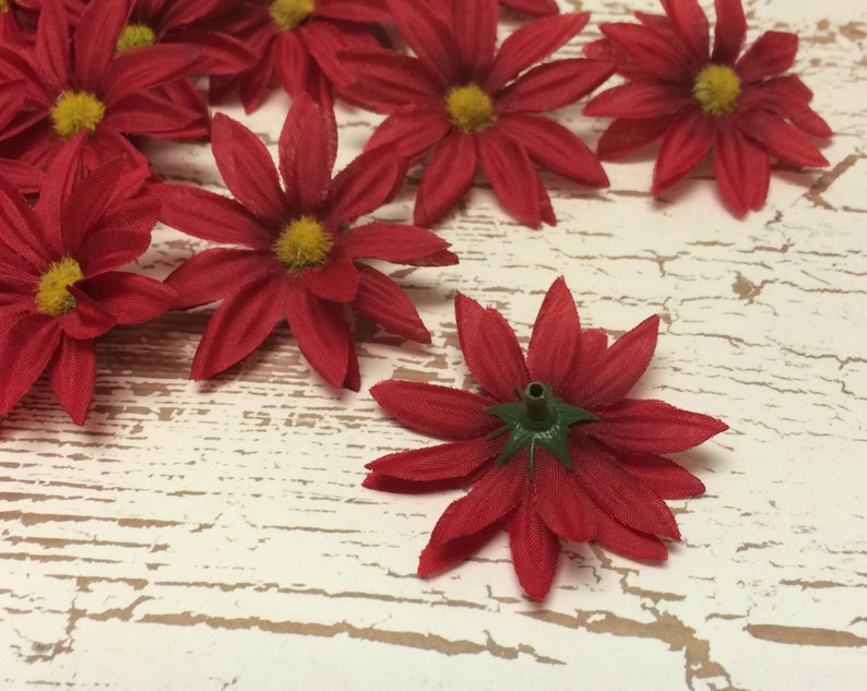 Artificial Flowers 30 Artificial RED Daisies Flower Crown, Hair Accessories image 4
