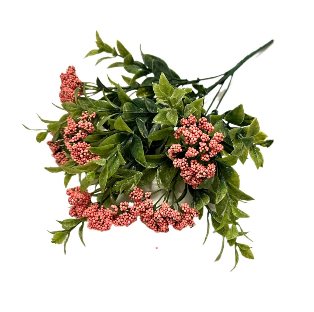 Pink Plastic Artificial Berry Bush With Greenery - Flower Crown ...