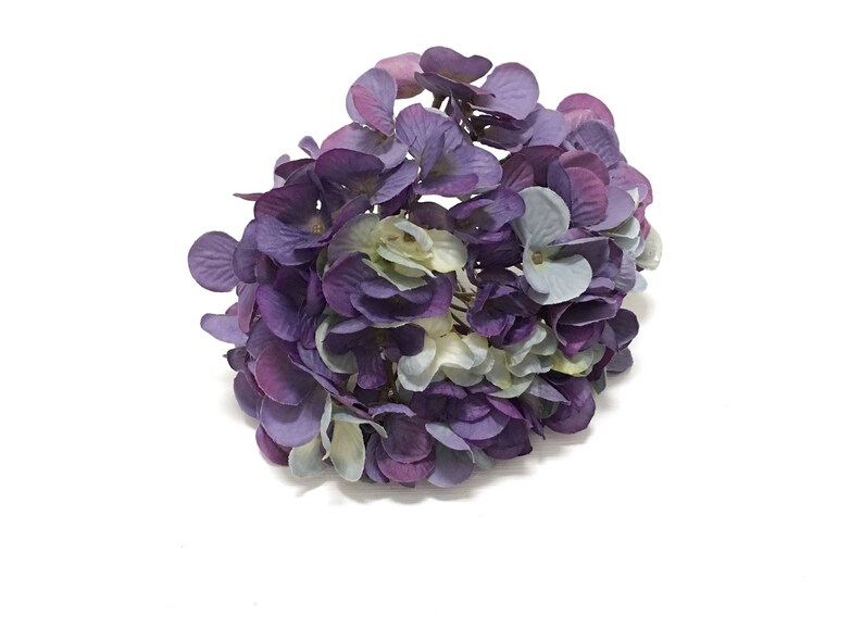 Hydrangea Head in Shades of Purple Artificial Flowers, Flower Crown, Halo, Wedding Flowers, Silk Flowers, Hair Accessories, Millinery, Hat image 4