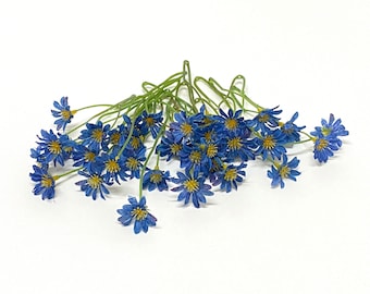1 Set Royal Blue Artificial Wild Daisy Stems - Flower Crown, Halo, Wildflowers, Artificial Flowers, Silk Flowers, Wedding, Hair Accessory