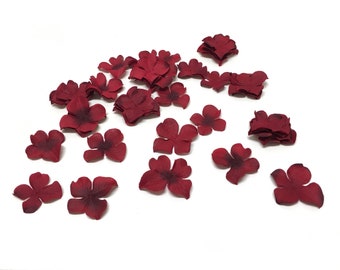 50 Deep Red Artificial Hydrangea Blossoms - Artificial Flowers, Silk Flowers, Hydrangea Blossoms, Hydrangea Petals, Flower Crown, Scrapbook