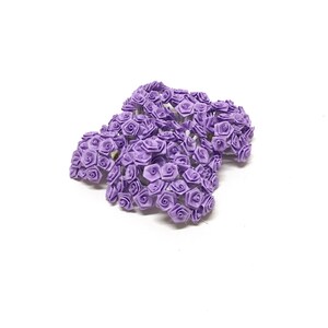 144 Tiny Lavender Ribbon Roses - Artificial Flowers, Flower Crown, Silk Flowers, Hair Accessories, Scrapbooking, Corsage, Tutu, Millinery