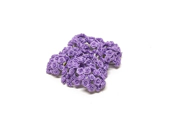 144 Tiny Lavender Ribbon Roses - Artificial Flowers, Flower Crown, Silk Flowers, Hair Accessories, Scrapbooking, Corsage, Tutu, Millinery