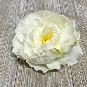 1 peonía artificial verde amarillo crema -flor artificial, flores de seda, accesorios para el cabello, carta de flores, corona de flores, corona, boda, tutú