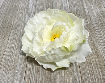 1 Cream Yellow Green Artificial Peony -Artificial Flower, Silk Flowers, Hair Accessories, Flower Letter, Flower Crown, Wreath, Wedding, Tutu