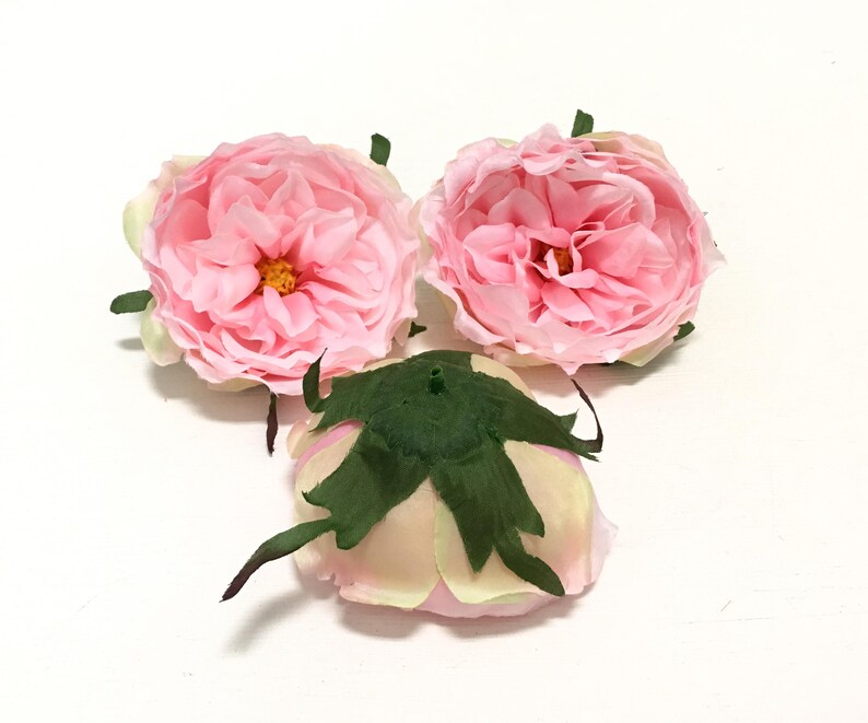 3 Soft Pink Artificial Cabbage Roses - Artificial Flowers, Silk Flowers ...