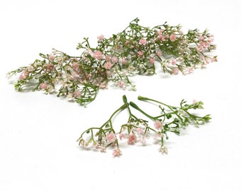 40 Pink Artificial Baby's Breath Clusters-Artificial Flowers, Silk Flowers, Millinery, Flower Crown, Garland, Wedding, Corsage, Boutonnière