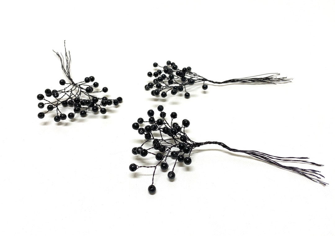 3 Sets Black Wired Bead Picks Artificial Flowers, Wedding Picks, Flower