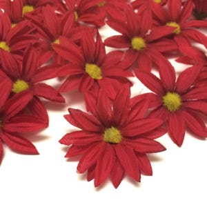 Artificial Flowers - 30 Artificial RED Daisies - Flower Crown, Hair Accessories