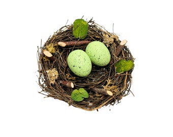 Artificial Bird Nest With Twigs, Moss, Leaves - Wedding Decor, Bird Cage, Christmas Tree Decoration, Ornament, Shower, Bird Cage, Favors