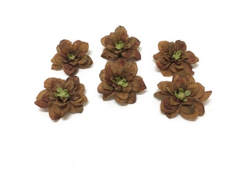 6 Brown Artificial Delphinium Blossoms - Artificial Flowers, Silk Flowers, Flower Crown, Wedding, Hair Accessories, Flower Letters, Corsage