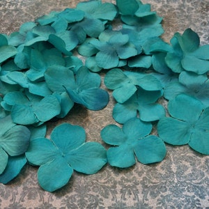 TURQUOISE Hydrangea Blossoms 50 Pcs Artificial Flowers, Silk Flowers, Flower Crown, Millinery, Scrapbooking, Wedding image 5
