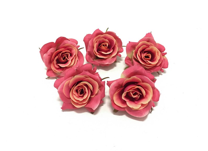 Corsage Artificial Flowers Tutu Wedding Flower Crown Hair Accessories Millinery Wreath 5 CORAL Orange Artificial Roses- Silk Flowers