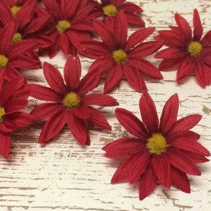 Artificial Flowers 30 Artificial RED Daisies Flower Crown, Hair Accessories image 3