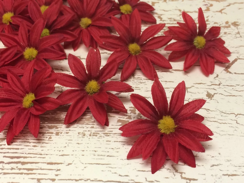 Artificial Flowers 30 Artificial RED Daisies Flower Crown, Hair Accessories image 3